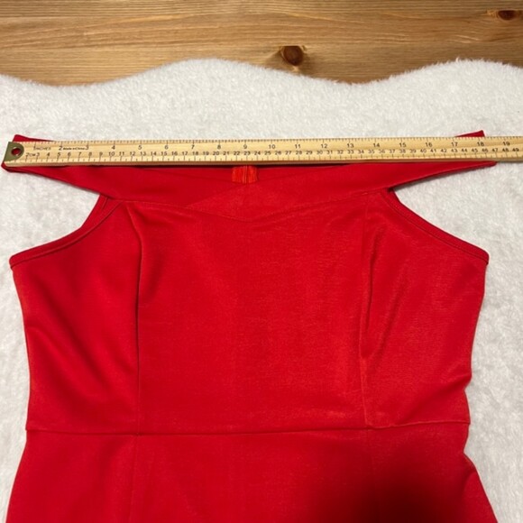 SHEIN Womens Red High-Low Asymmetric Salsa Ruffle Sheath Dress Back Zipper Sz M - Picture 9 of 12